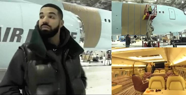 Rapper Drake shows off his new private plane named “Air Drake” (Video)
