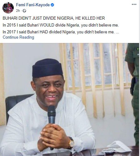 There'll be no Nigeria left by 2023 IF... - Femi Fani-Kayode