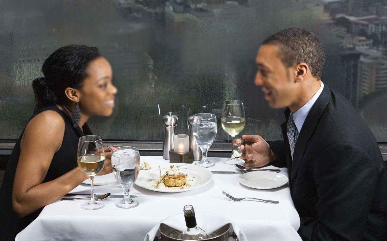 man and woman on a date