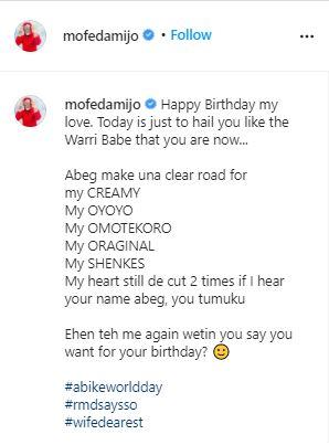 Richard Mofe Damijo celebrates wife's birthday with heart melting note