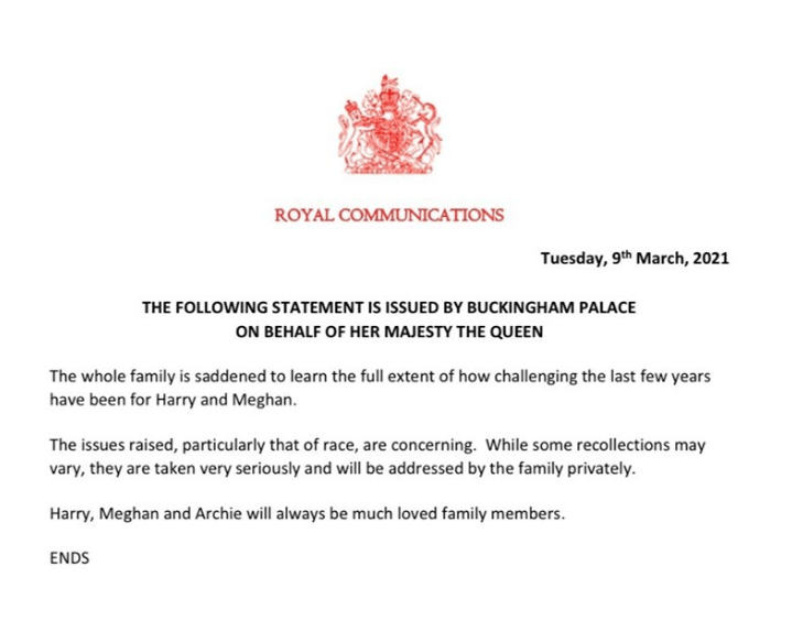 Royal Family reacts to Meghan Markle's allegation