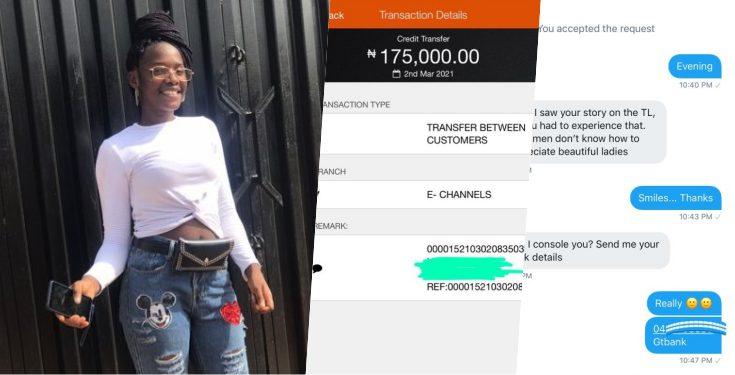 Lady who trekked from Ikeja to Mile 12 receives N175K as consolation