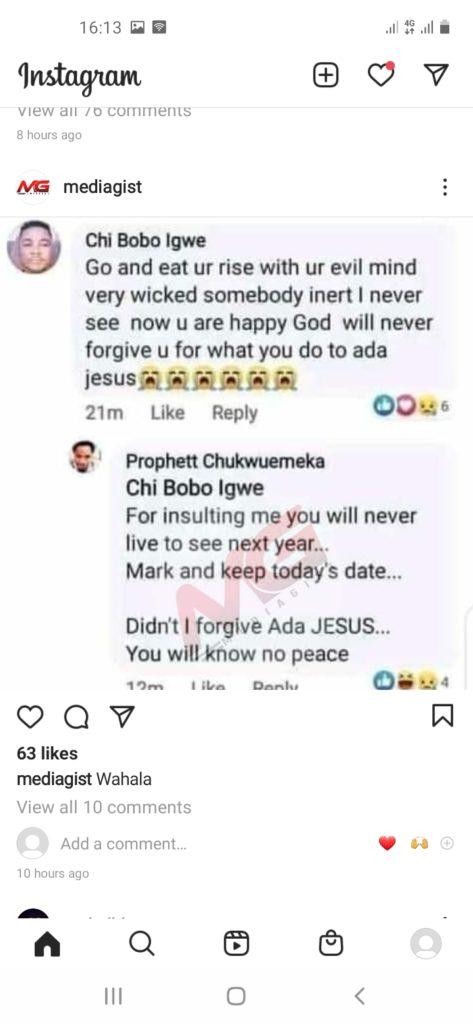 Prophet Odumeje Curse Facebook user Ada Jesus'