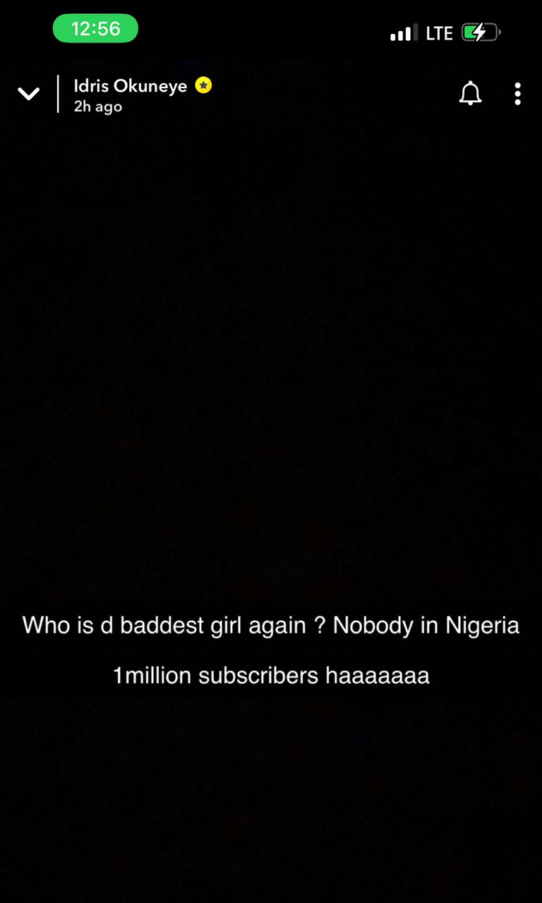 Bobrisky brags after hitting 1M subscribers on Snapchat, drags second most followed with Burna Boy