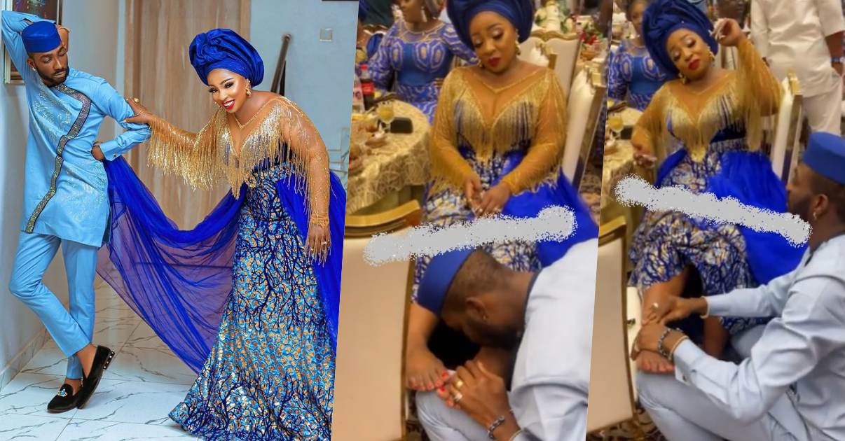 Anita Joseph reacts after being dragged for allowing husband massage her feet at event (Video)