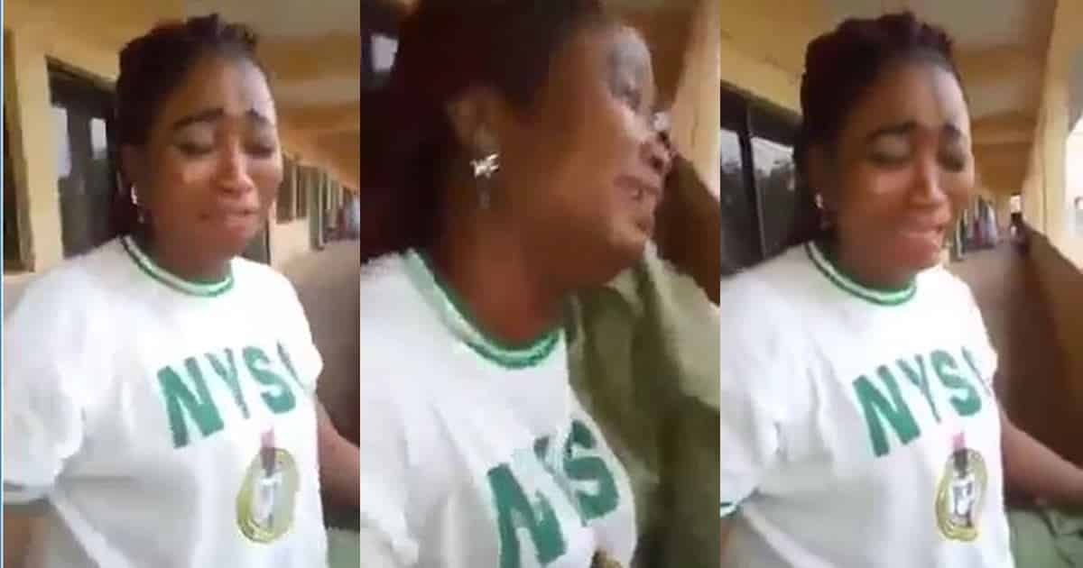 "I don't want to end NYSC I want to be collecting N33K every month" - Lady breaks down in tears on P.O.P day