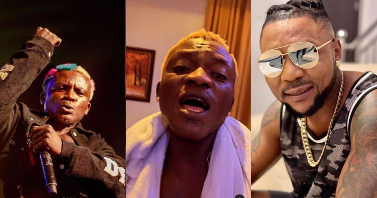 "Stop playing his song, he is an ingrate" - Portable rages during live video as he drags Oritse Femi (Video)