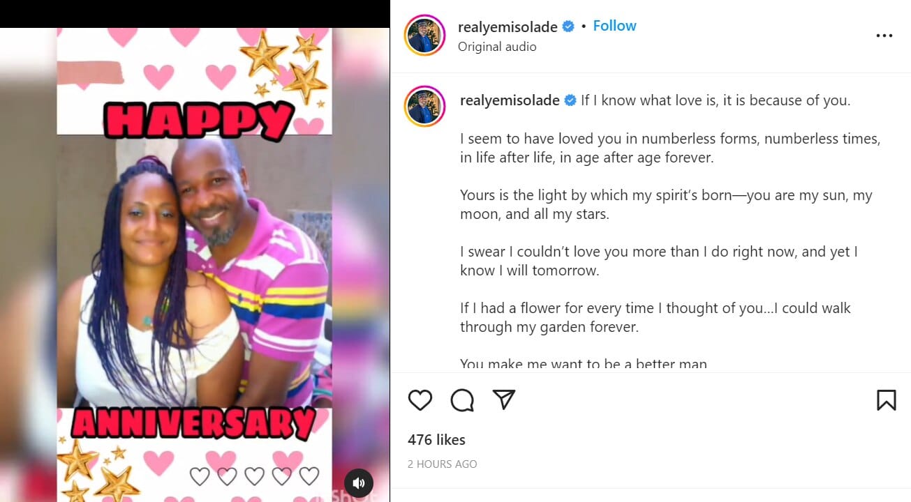 Yemi Solade and wife, Hannah, celebrate 18th wedding anniversary 
