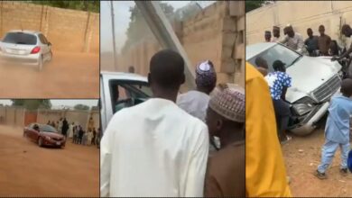 Car drifters run into pole, fence in Maiduguri (Video)