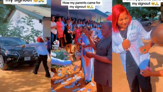 Lady shares how her parents turned up for her sign out (Video)