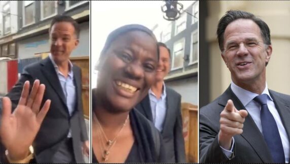 Lady causes stir as she walks Minister of Netherlands (Video)