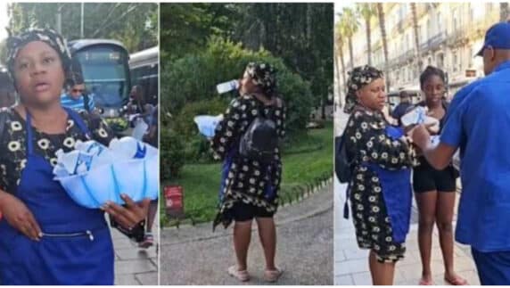 "Nigerian woman causes a stir hawking water in Europe after relocating abroad