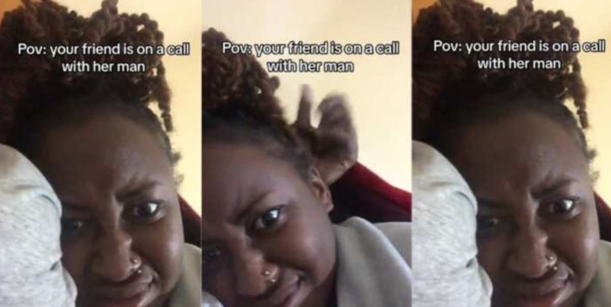 Lady shows friend's funny behavior towards her during phone calls with boyfriend (Video)