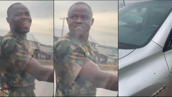 Soldier damages car of abroad returnee after being cautioned for reckless driving (Video)