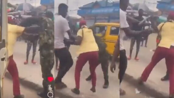 LASTMA official exchanges blows with soldier in public