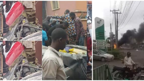 JUST IN: Helicopter crashes into buildings in Lagos (Video)