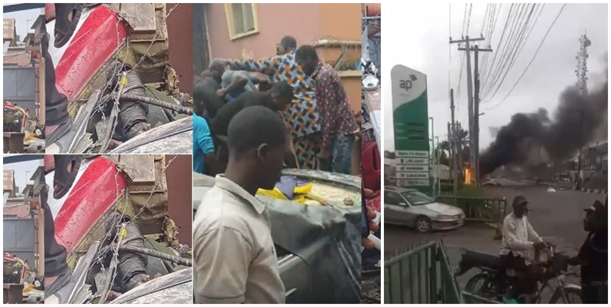 JUST IN: Helicopter crashes into buildings in Lagos (Video)