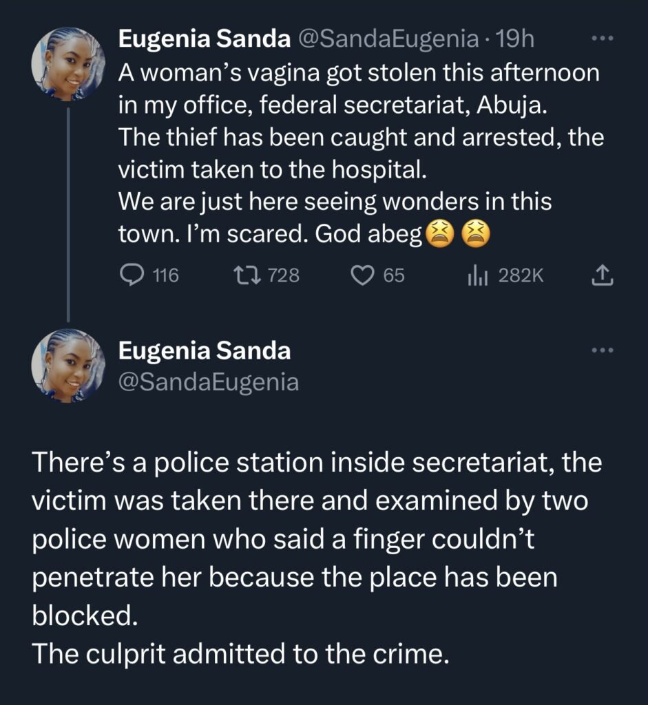 Pandemonium in Abuja as woman’s private part is stolen in Abuja 
