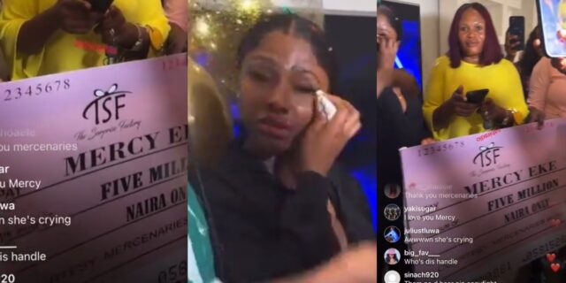 Mercy Eke tears fans gift ₦5 million cash 30th birthday