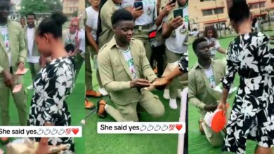 corps member proposes girlfriend sprays money passing out parade