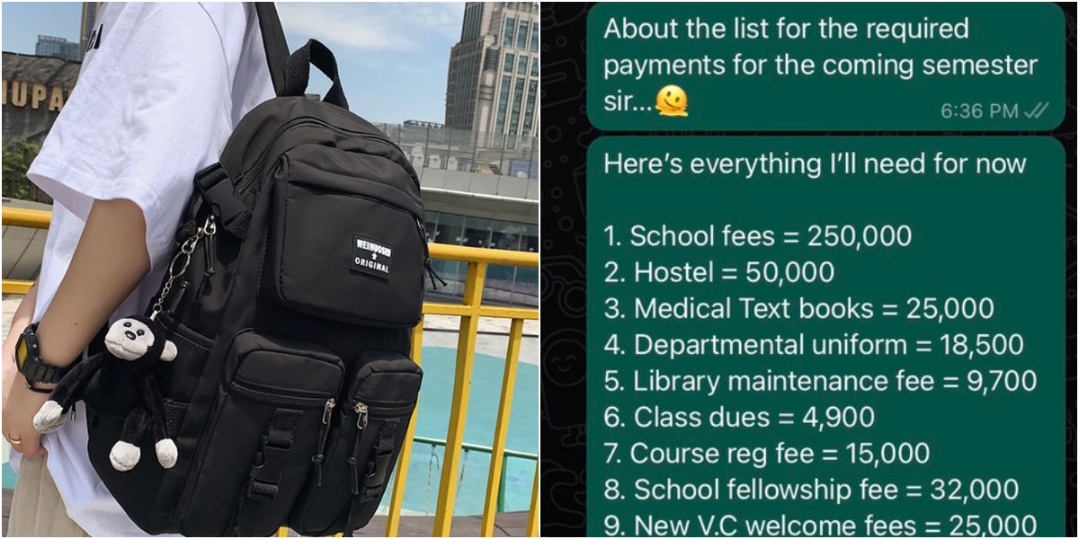 "Student therapy fees" - Nigerians react as student sends strange lists to father to get more money