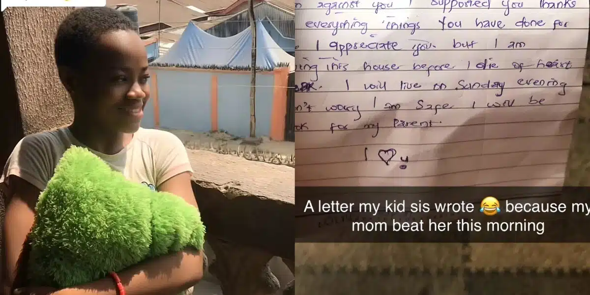 “I know you’re not my biological parents and I will leave to find them” — Lady shares letter her sister wrote after getting disciplined by their mother