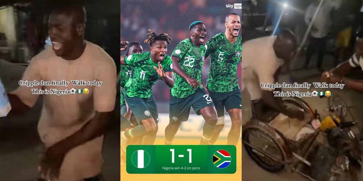 Miraculous moment alleged 'Cripple' walks as Nigeria defeats South Africa, clinches AFCON finals spot