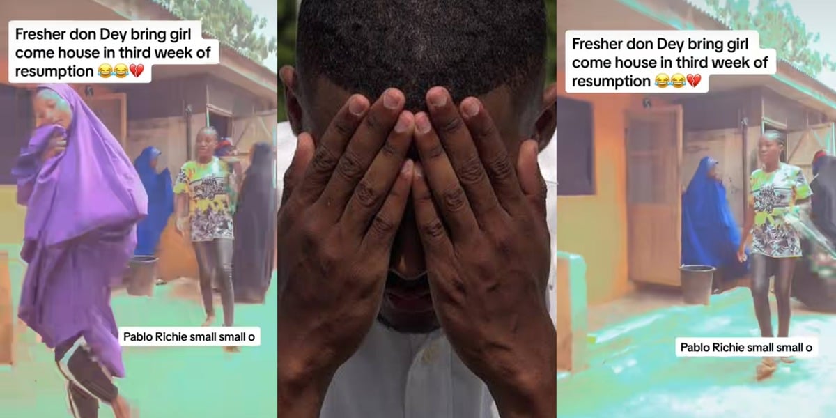 "Pablo Richie, small small" - Social media buzz as fresher brings 5 girls home 3 weeks after school resumption