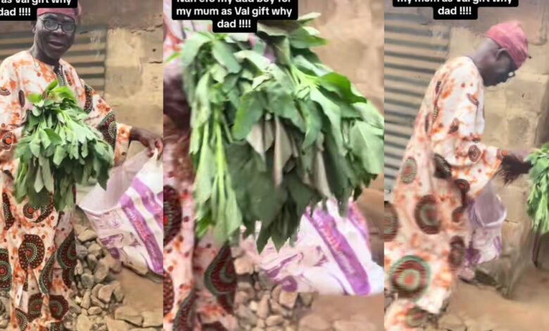 Heartwarming video as Nigerian father surprises wife with vegetables as Valentine's gift