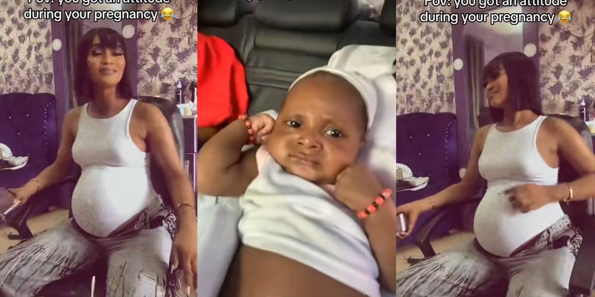 "Pikin don finish for heaven, na ancestors we dey born" - Nigerian mom admits to pregnancy attitude, baby takes after her