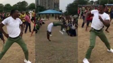 "He dey collect pass 33k" – Youth corper stirs reactions as he dances passionately with his students