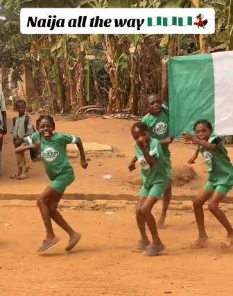 Video of kids performing sweet dance with Nigerian flag after victory over South Africa goes viral