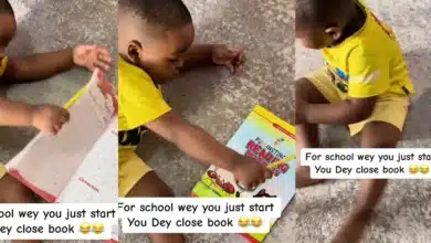 “For school wey you just start you dey close book” — Mother laments as her son gives up on his homework