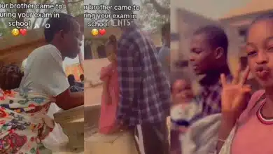 “Where una dey see these sweet brothers” — Lady shows off brother who comes to her school to take care of her daughter while she writes her exams