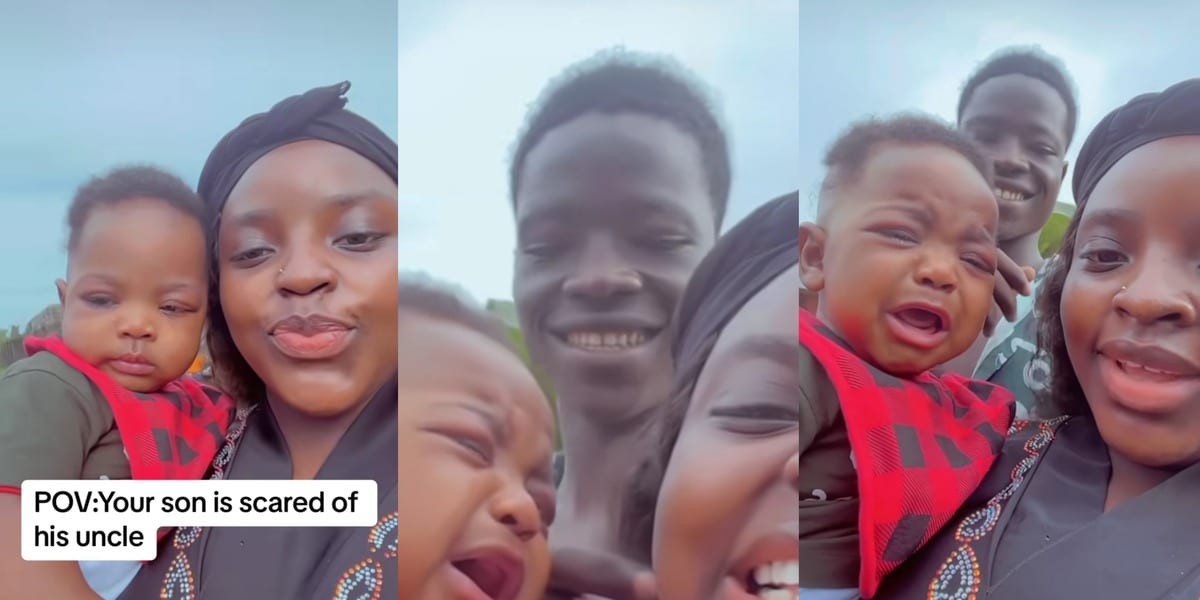 "His uncle resemble Fulani herdsmen" - Nigerian toddler's tears spark online speculation over uncle's surprise visit