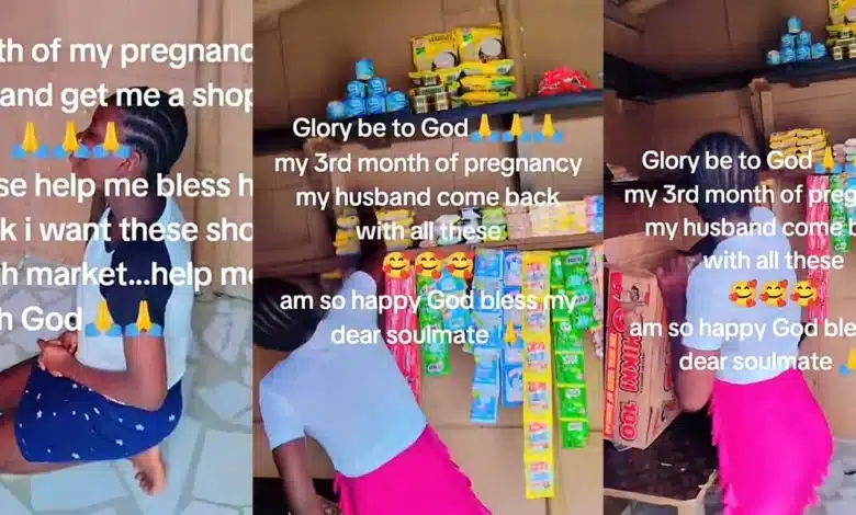 Pregnant lady appreciates her man for opening a store for her and filling it with provisions