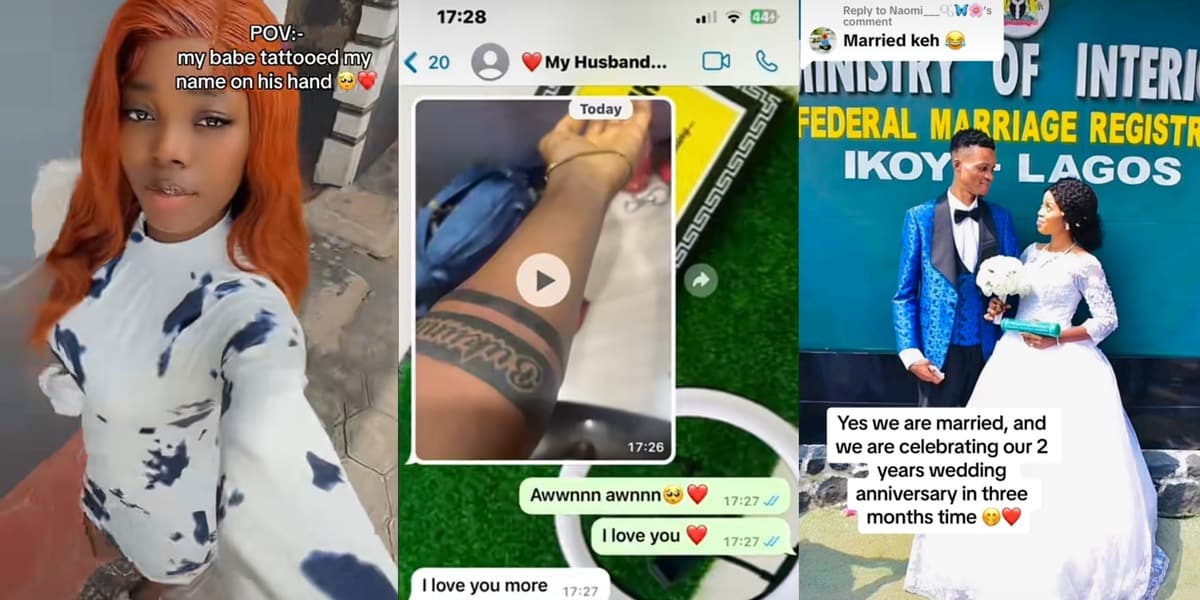 Nigerian husband shows love and commitment with permanent tattoo of wife's name on his arm