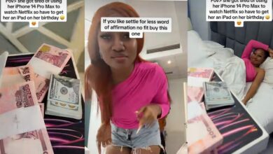 Nigerian lady gets tired of using iPhone 14 pro max to watch Netflix, boyfriend gifts her new iPad, dollars