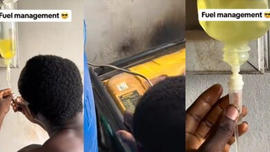 Nigerian man uses IV bag to slowly drip fuel into generator to reduce consumption 